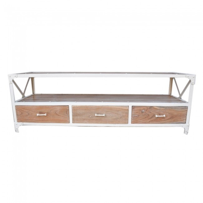 Angle Industrial Wood Metal TV UNIT