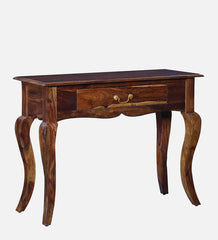 Colonial Handmade Carved Solid Sheesham Wood Console Table In Provincial Teak Finish