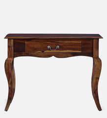 Colonial Handmade Carved Solid Sheesham Wood Console Table In Provincial Teak Finish