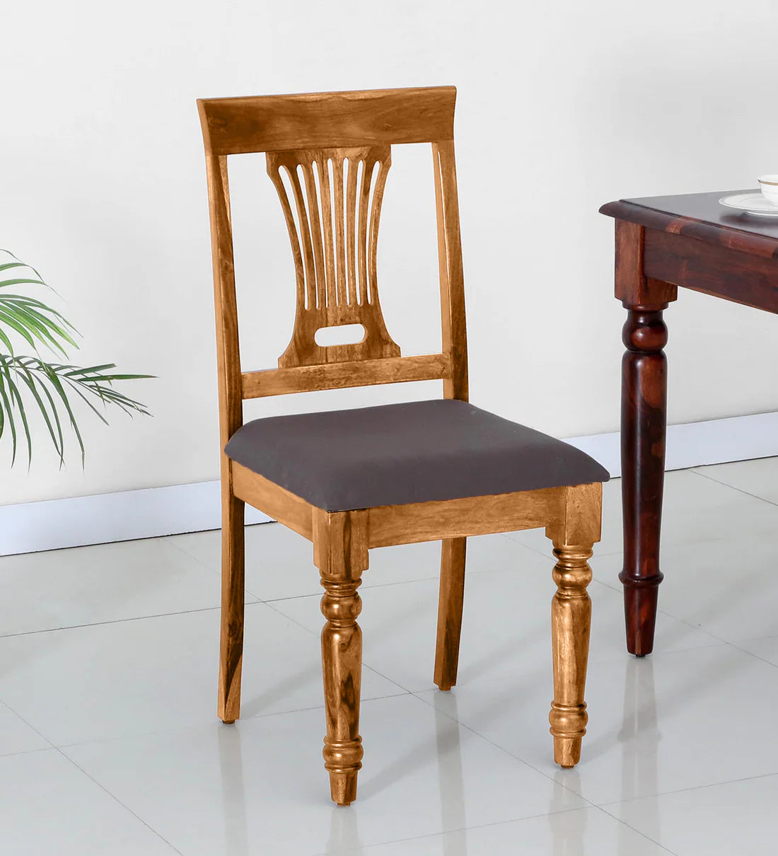 Shanti Surprise Sheesham Wood Dining Chair in Scratch Resistant Rustic Teak Finish (Set Of 2)