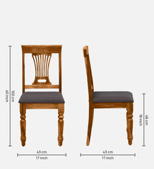 Shanti Surprise Sheesham Wood Dining Chair in Scratch Resistant Rustic Teak Finish (Set Of 2)