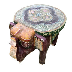 Pandora Hand Carved Indian Hand Painted Elephant Side Table