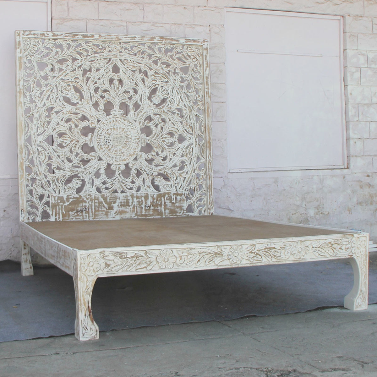 Dynasty Wooden Carved Bed With Bedhead