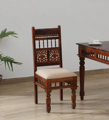 Shanti Surprise Sheesham Wood Dining Chair In Honey Oak Finish (Set Of 2)