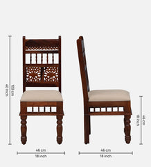 Shanti Surprise Sheesham Wood Dining Chair In Honey Oak Finish (Set Of 2)