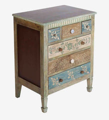 Brush & Timber Handmade Mango Wood Handpainted Chest of Drawer