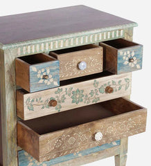 Brush & Timber Handmade Mango Wood Handpainted Chest of Drawer