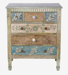 Brush & Timber Handmade Mango Wood Handpainted Chest of Drawer