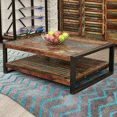 Aspen Reclaimed Wood Industrial 1 shelf slatted Coffee Table