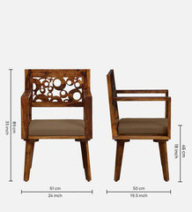 Shanti Surprise Sheesham Wood Arm Chair in Scratch Resistant Provincial Teak Finish With Dark Beige Cushion