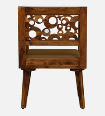 Shanti Surprise Sheesham Wood Arm Chair in Scratch Resistant Provincial Teak Finish With Dark Beige Cushion