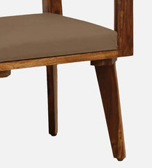 Shanti Surprise Sheesham Wood Arm Chair in Scratch Resistant Provincial Teak Finish With Dark Beige Cushion