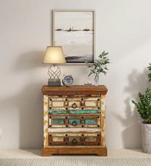 Rainbow Reclaimed Wood Handmade Chest Of Drawers In Distress Finish