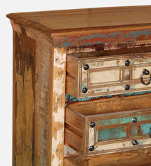 Rainbow Reclaimed Wood Handmade Chest Of Drawers In Distress Finish