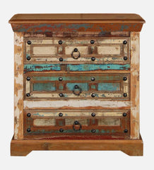 Rainbow Reclaimed Wood Handmade Chest Of Drawers In Distress Finish