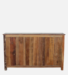 Rainbow Handmade Carved Reclaimed Wood Sideboard In Distress Finish