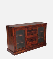 Boston Sheesham Wood Crockery Unit In Honey Oak Finish