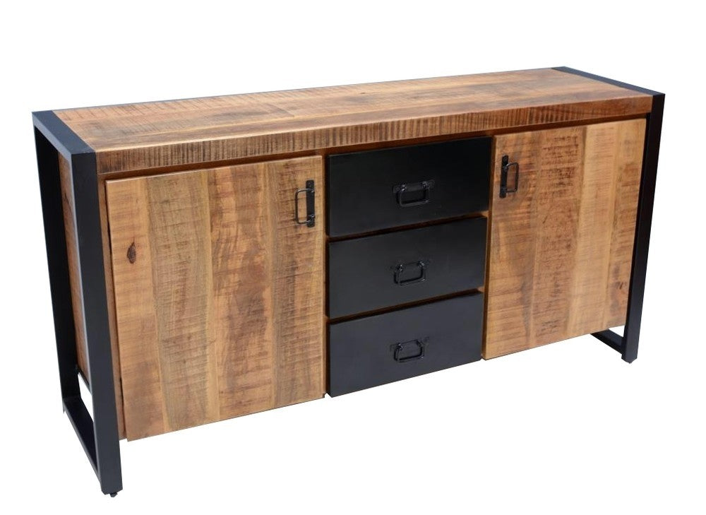 Bas Industrial sideboard in metal and wood sideboard with 3 drawer and 2 doors