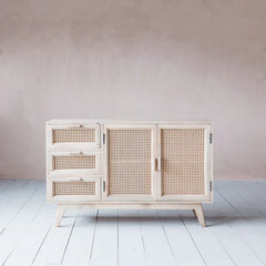 Rattan Elegance Series Mango Wood Cane Sideboard 2 Doors & Drawers