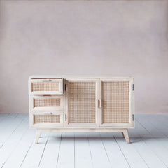 Rattan Elegance Series Mango Wood Cane Sideboard 2 Doors & Drawers