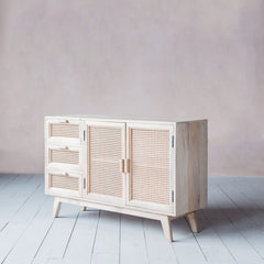 Rattan Elegance Series Mango Wood Cane Sideboard 2 Doors & Drawers