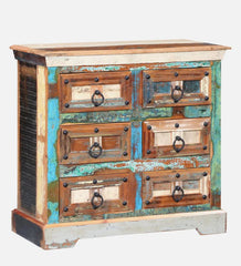 Rainbow Reclaimed Wood Handmade Chest Of Drawers In Distress Finish