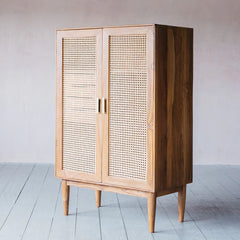 Rattan Elegance Series Mango Wood Cane 2Doors Cabinet