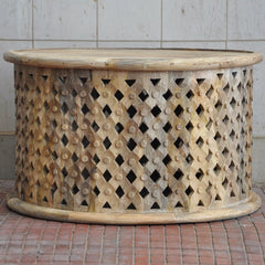 Bristol Carved Round Coffee Table Natural 70cm