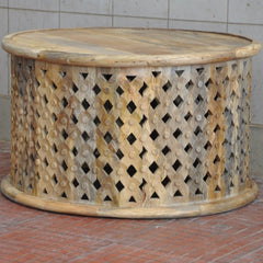 Bristol Carved Round Coffee Table Natural 70cm