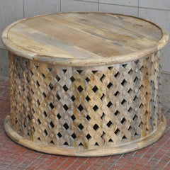 Bristol Carved Round Coffee Table Natural 70cm