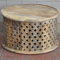 Bristol Carved Round Coffee Table Natural 70cm