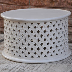 Bristol Carved Round Coffee Table White 80cm