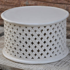 Bristol Carved Round Coffee Table White 80cm