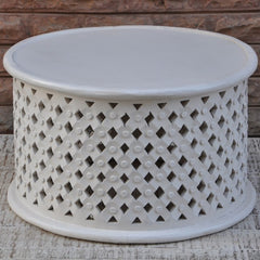 Bristol Carved Round Coffee Table White 80cm