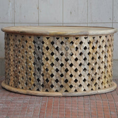 Bristol Carved Round Coffee Table Natural 80cm