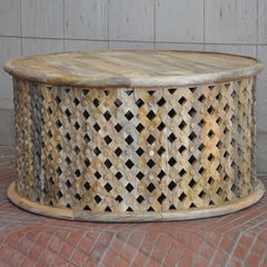 Bristol Carved Round Coffee Table Natural 80cm