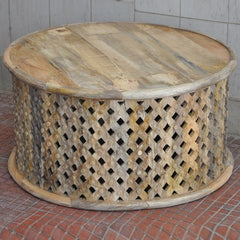 Bristol Carved Round Coffee Table Natural 80cm