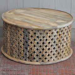 Bristol Carved Round Coffee Table Natural 80cm