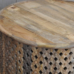 Bristol Carved Round Coffee Table Natural 80cm