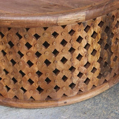 Bristol Carved Round Coffee Table Honey 95cm