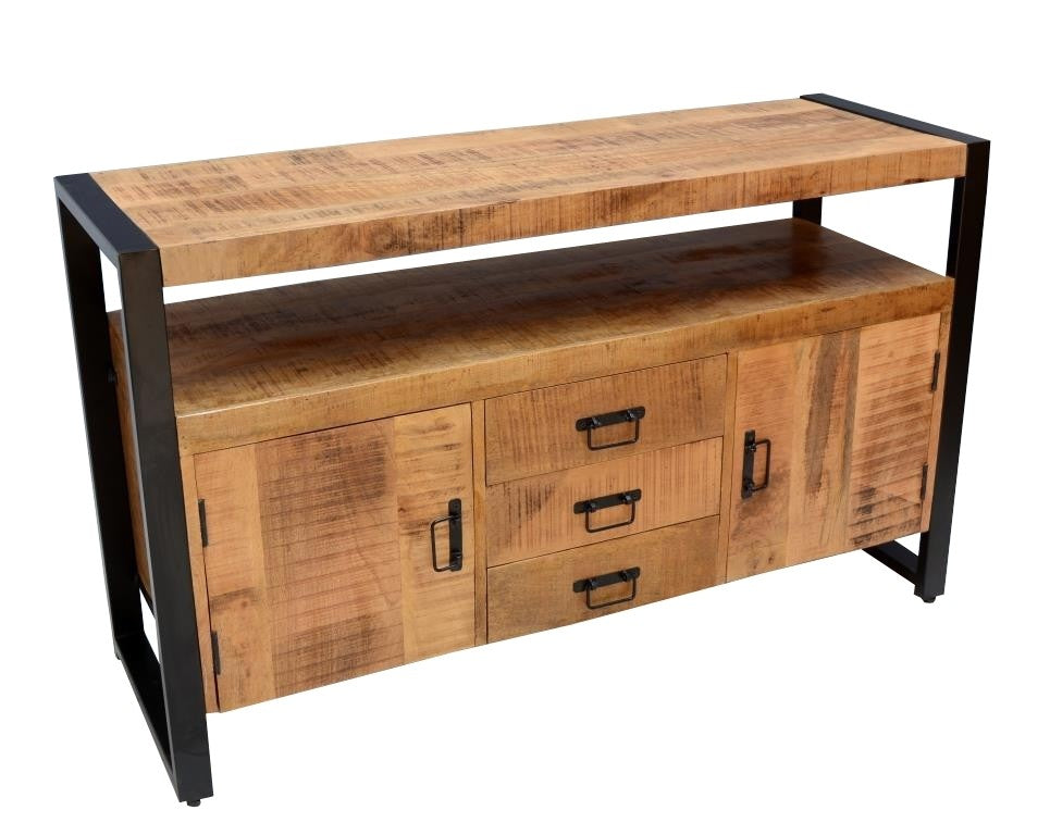 Industrial in metal and wood doors, drawers and open compartment Sideboard