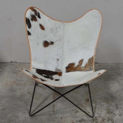 Aged Leather Butterfly Chair Hair on Leather