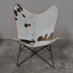 Aged Leather Butterfly Chair Hair on Leather