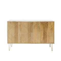 Gfine Sideboard with two doors made of solid mango wood and iron 101x45x88Cm