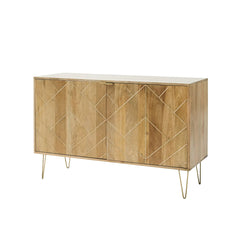 Gfine Sideboard with two doors made of solid mango wood and iron 101x45x88Cm