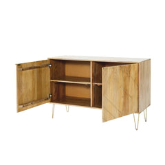 Gfine Sideboard with two doors made of solid mango wood and iron 101x45x88Cm