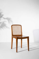 Rattan Elegance Series Solid Mango Wood Accent Chair in Natural Glossy Finish