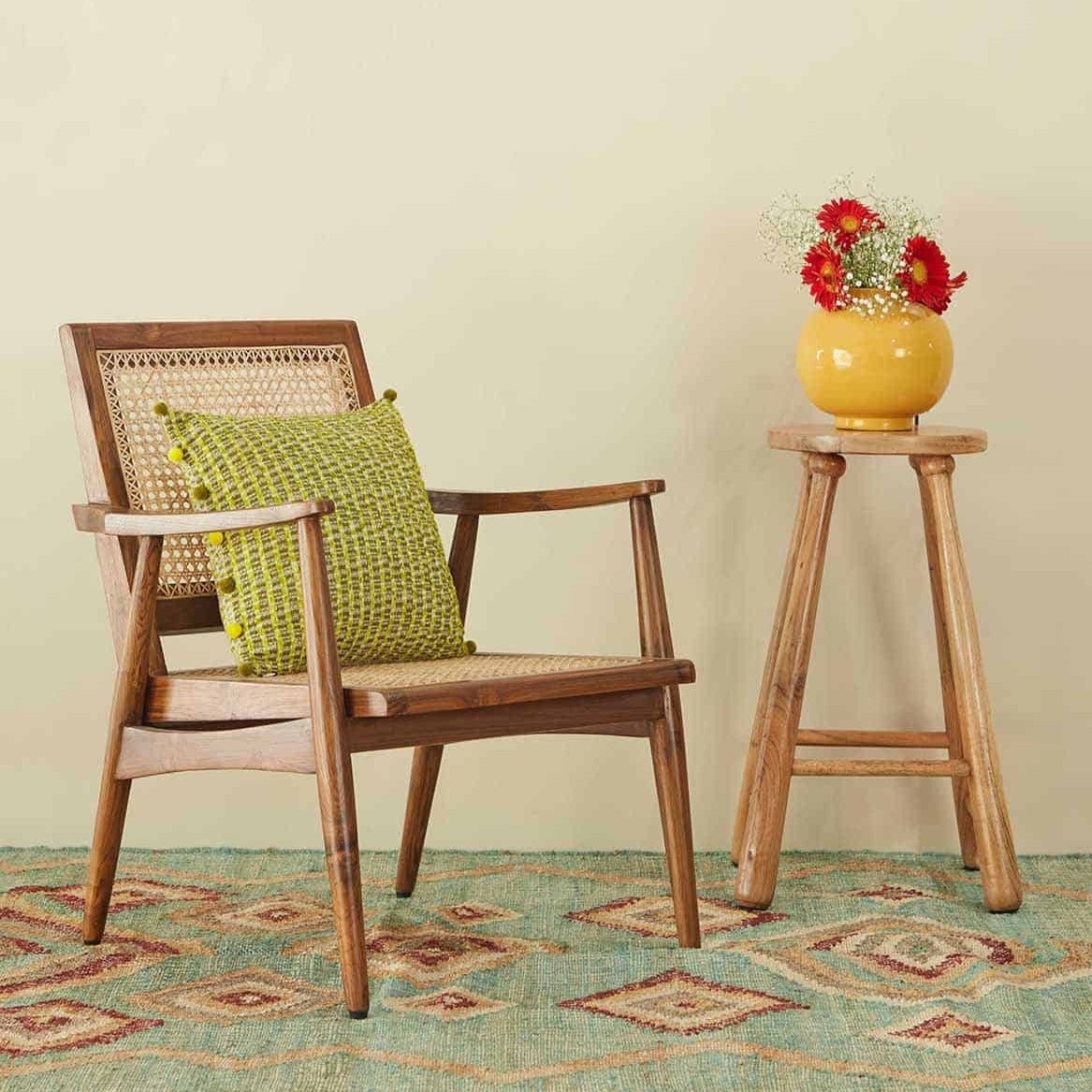 Rattan Elegance Series Solid Mango Wood Arm Chair