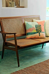 Rattan Elegance Series Solid Mango Wood 2 Seater Bench in Natural Finish