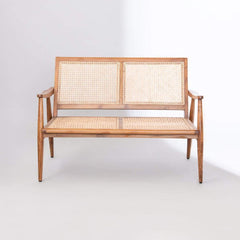 Rattan Elegance Series Solid Mango Wood 2 Seater Bench in Natural Finish